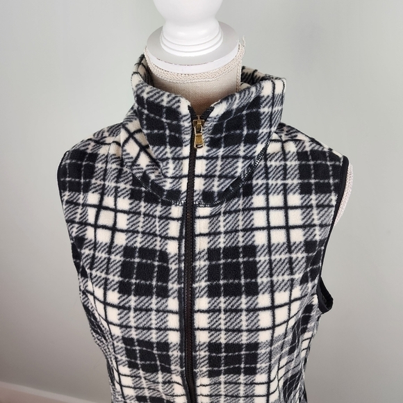 Chaps Women’s Full Zipper Plaid Fleece Vest With Pockets Size Large - Picture 2 of 9